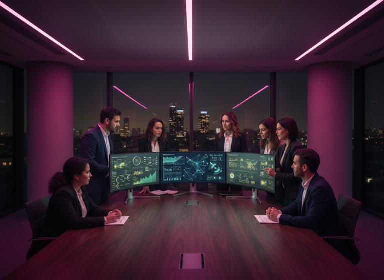 Equipo profesional analizando automatización y datos