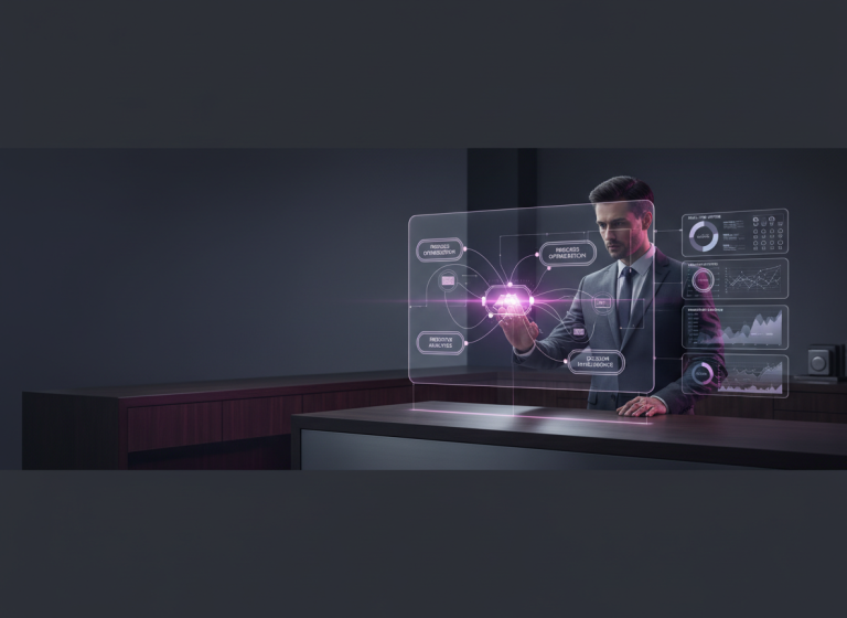 Profesional analizando inteligencia artificial y automatización empresarial